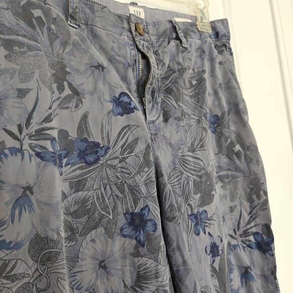 Gap Pants Girlfriend Chinos Womens Printed Floral Blue Gray Stretch Sz.4 - Picture 2 of 9